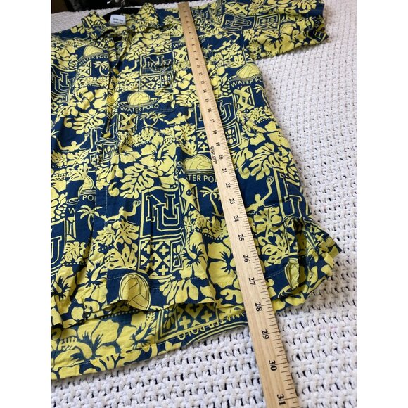 Wet Dog Men size Medium Hawaiian Water Polo Shirt Cotton Short Sleeve yellow Tro - Picture 7 of 16